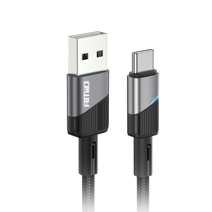 Кабел за зареждане Type-C USB 3A 200см черно-сив