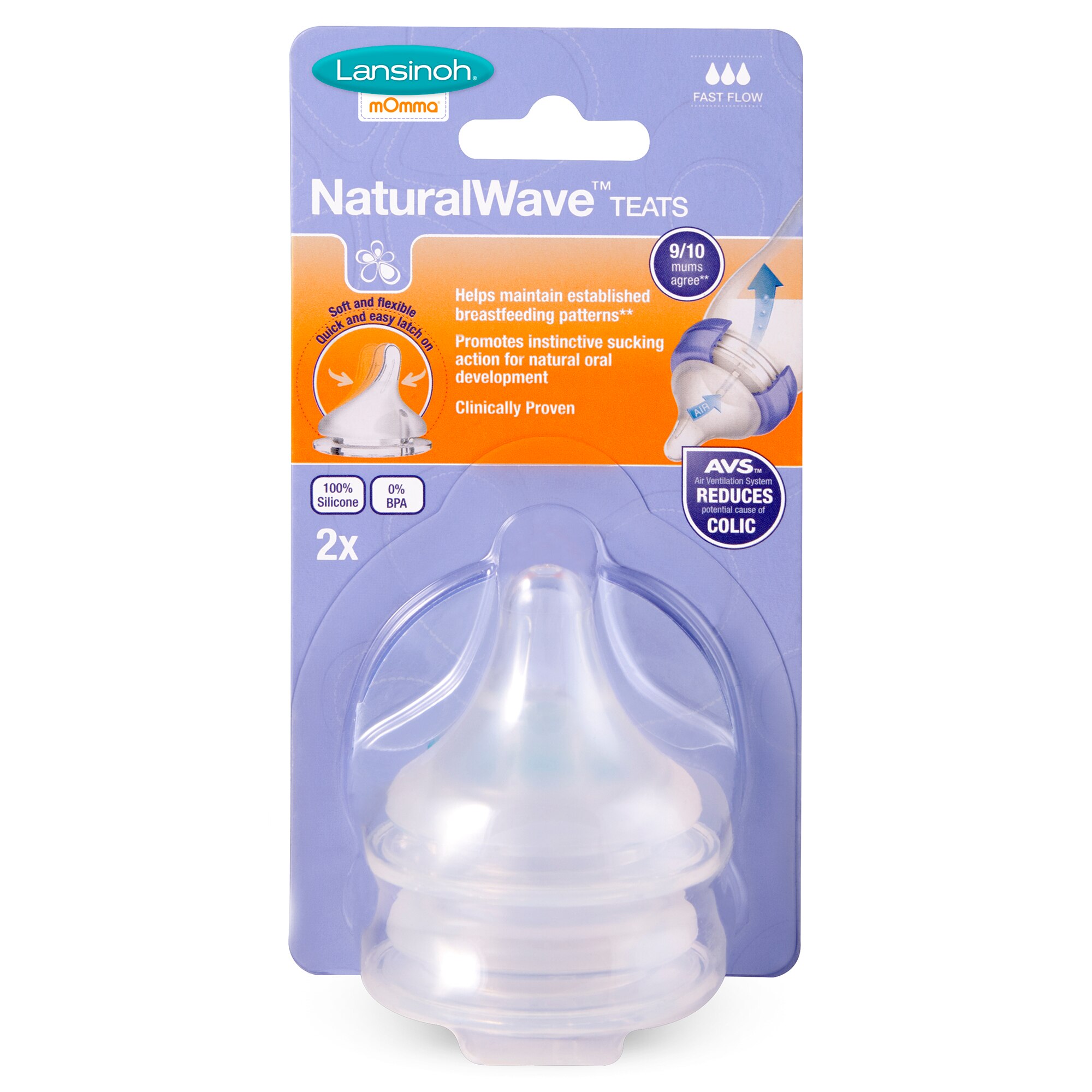 Tetina Lansinoh Momma cu Flux Rapid, 2 buc