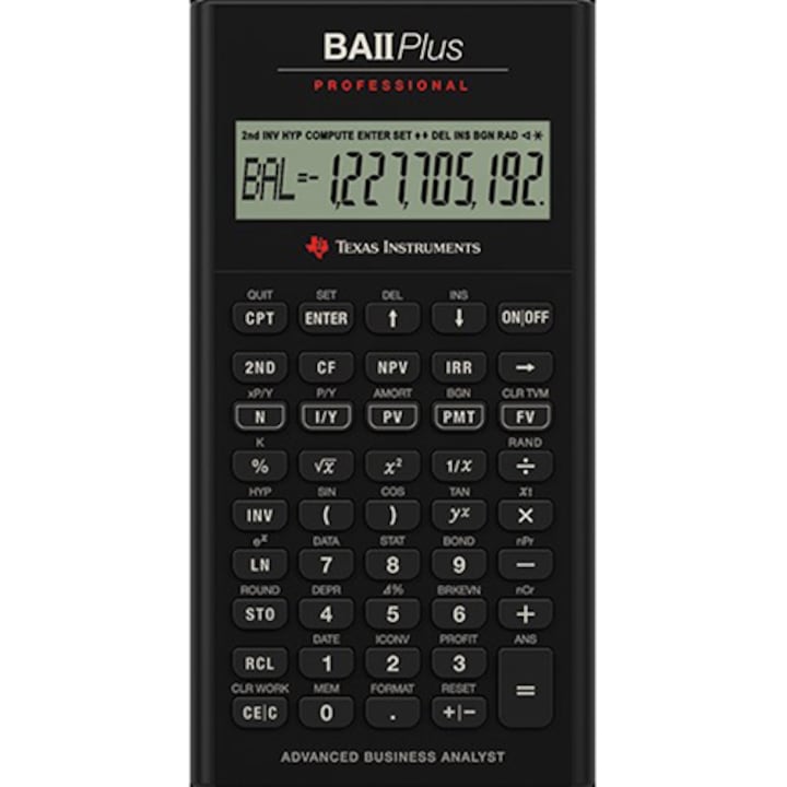 Калкулатор за бюро Texas Instruments BAII Plus Professional