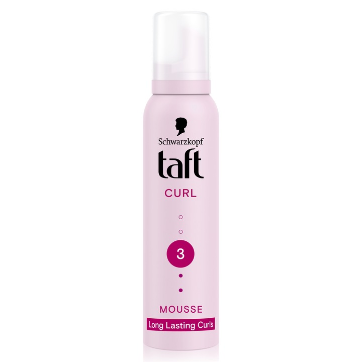 Spuma modelatoare Taft Curl, pentru par cret sau cu bucle, nivel fixare 3, formula vegana, 200 ml