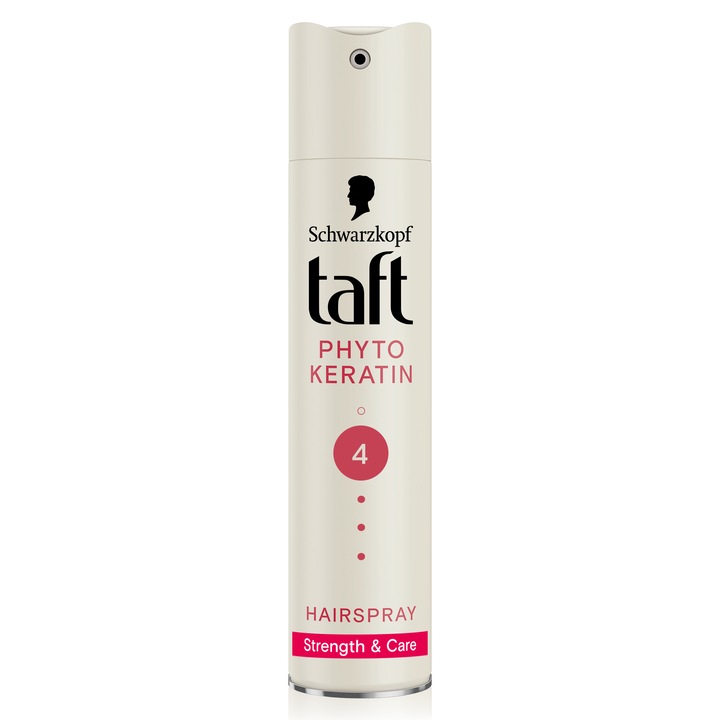 Fixativ spray Taft Keratin Complete, nivel fixare 4, formula vegana, 250 ml