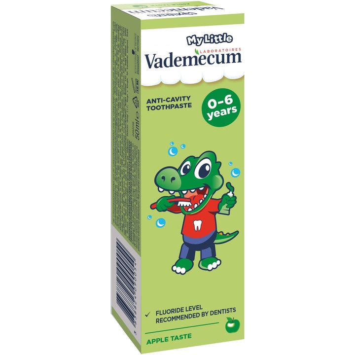 Pasta de dinti Vademecum Junior cu aroma de mere, pentru dintii de lapte, 0-6 ani, 50 ml
