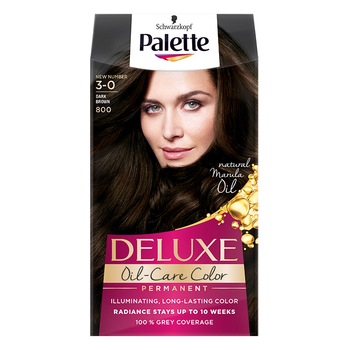 Vopsea de par permanenta Palette Deluxe 800 Dark Brown, 135 ml Vopsea de par permanenta Palette Deluxe 800 Dark Brown, 135 ml