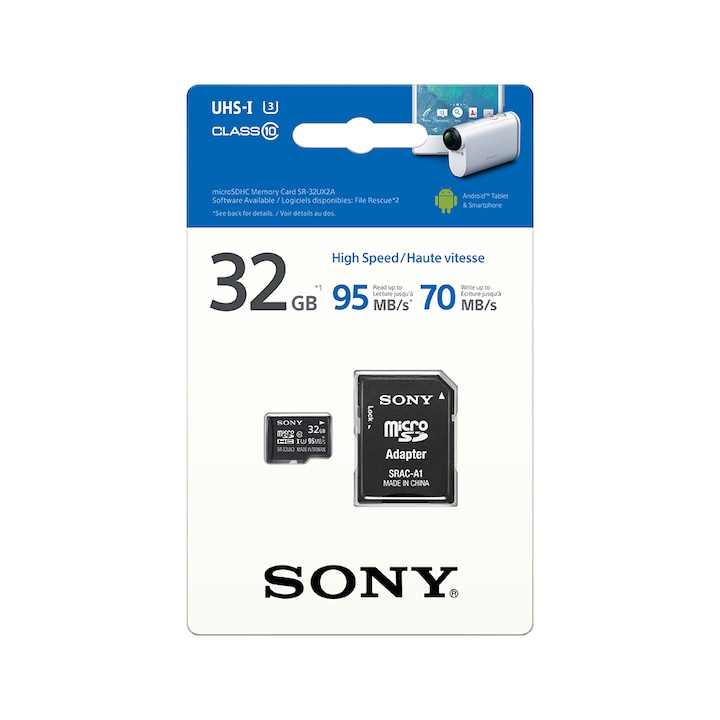 Sony Micro-SDHC memóriakártya, 32 GB, Class 10 + SD adapter