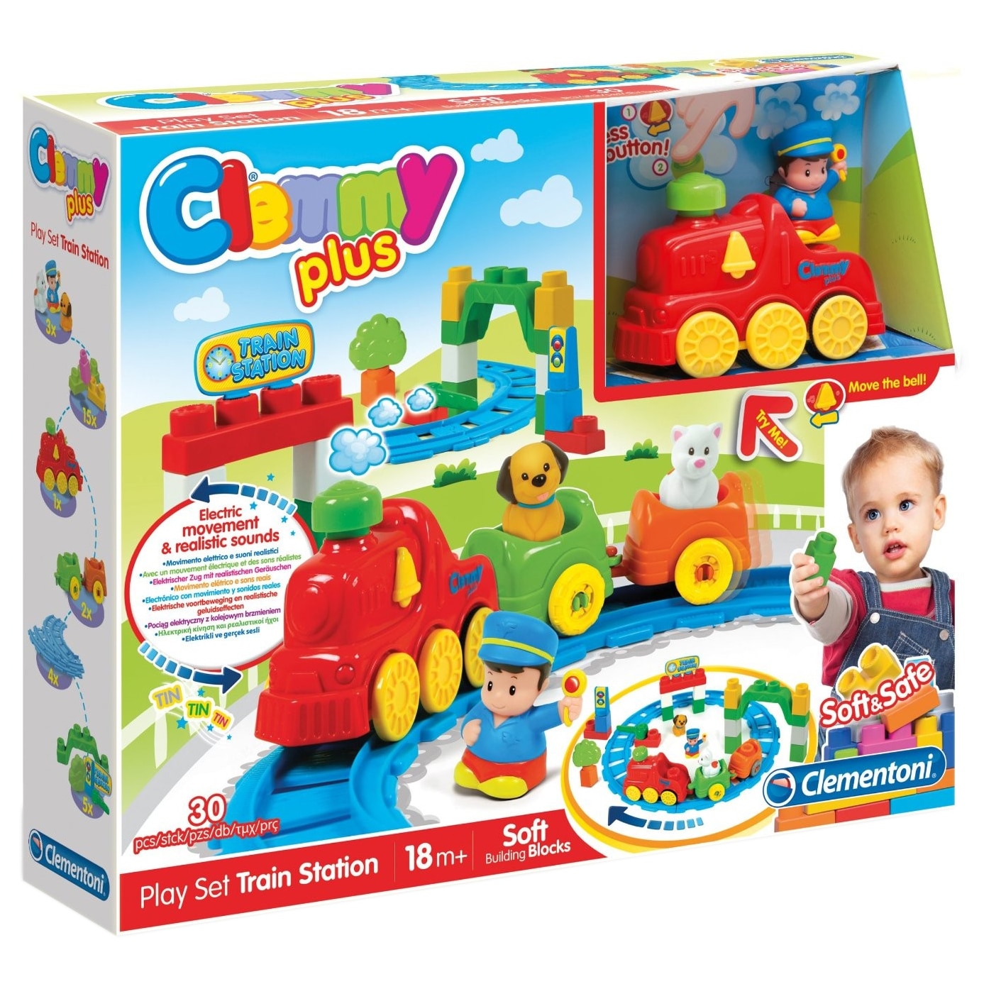 Set cuburi Clemmy Plus - Train Station, 30 piese