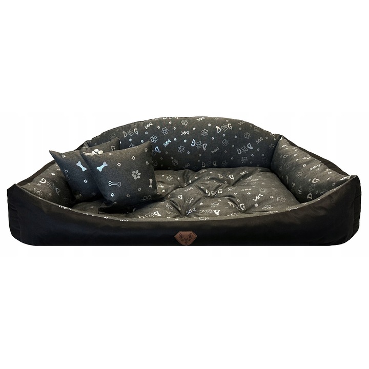 Pat pentru caini 115x95 cm, Culoare Negru/Argintie, Material impermeabil, Model: Shell, Model de labe