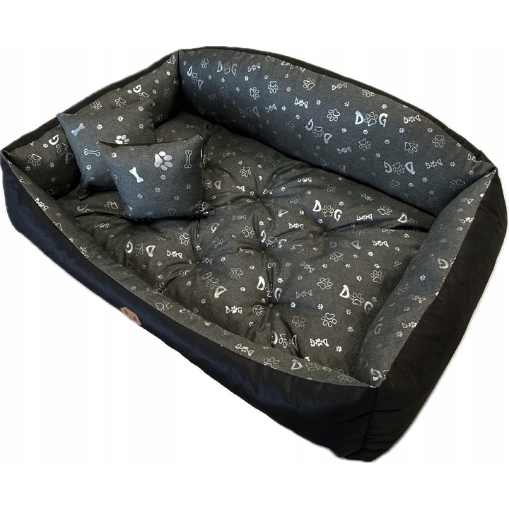 Pat pentru caini 115x95 cm, Culoare Negru/Argintie, Material impermeabil, Model: Shell, Model de labe