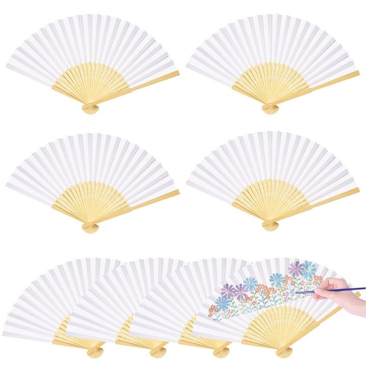 8 db fehér papír legyező készlet, összecsukható bambusz legyező, fali dekoráció, esküvői ajándék, barkácsolás