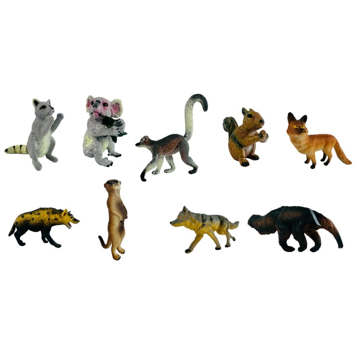 Set Figurine Animale salbatice padure, Almido, 9 piese, 10 cm, multicolor Multicolor