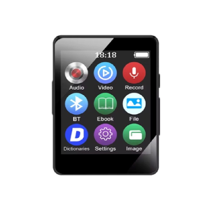 Player MP4 Vaxiuja, 64GB, Bluetooth 5.0, operare cu butoane, negru