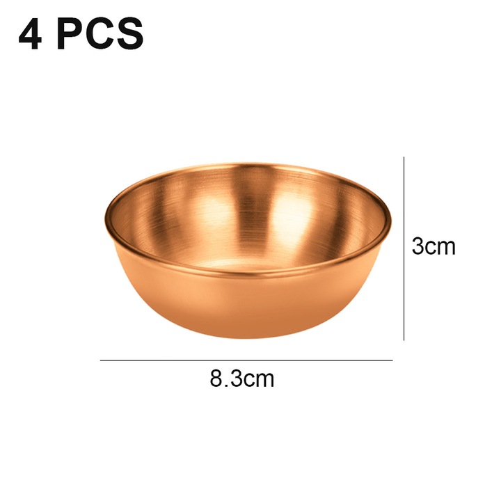 Set 4 boluri inox rotunde pentru sosuri 8x3cm