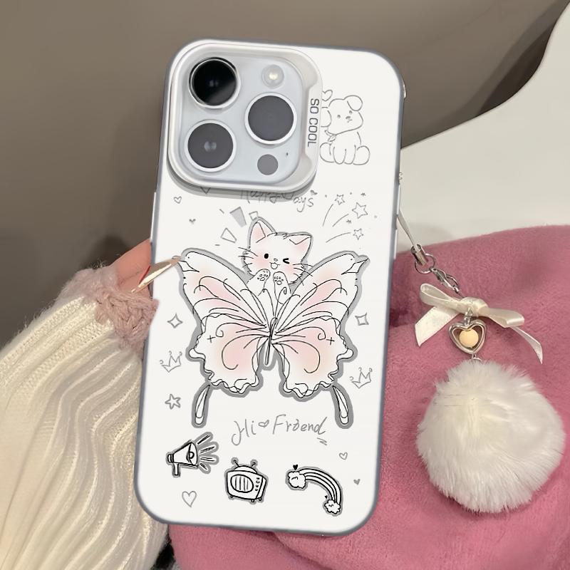 Husa telefon, protectie la cadere, stil desenat manual, animale si fluturi, pentru iPhone 12ProMax