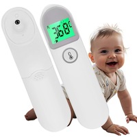 Termometru cu Infrarosu pentru Copii, SARAADA, Precis, Rapid, Masurare in 1 secunda, Non-contact, LCD Digital, pentru Frunte, Ureche, Obiecte, Camera, 32 de Memorii, Alarma Sonora, Mod Silentios, Husa si Capac Protectie