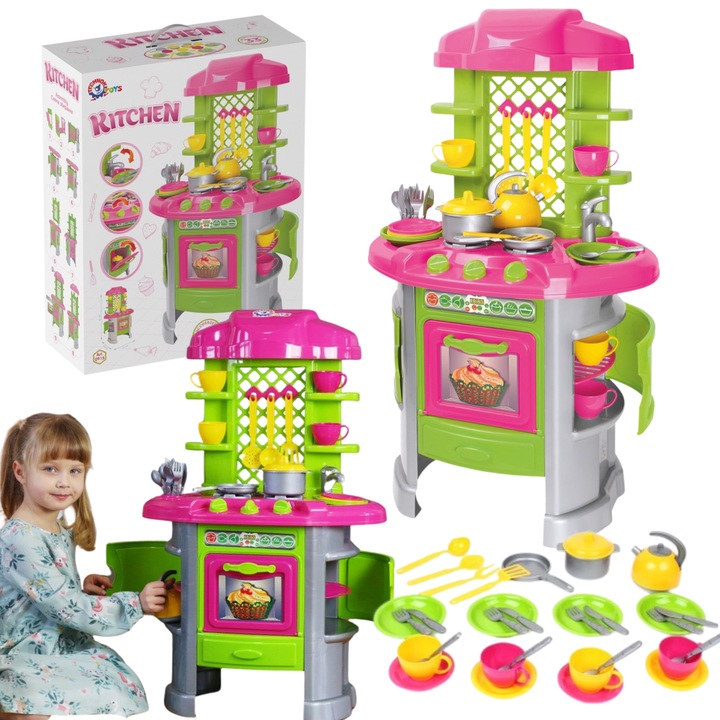 Masa de bucatarie pentru copii, TECHNOK, set cu 33 de accesorii, 20x50x60cm, multicolor