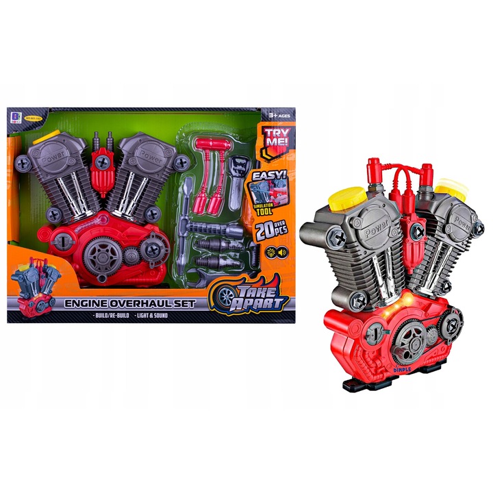 Set motor cu unelte, Norimpex, efecte sonore si luminoase, 2 fire, 2 bujii