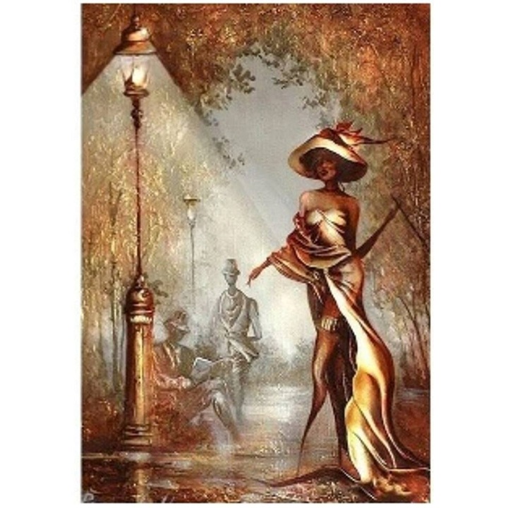 Set de Artizanat Norimpex, Mozaic cu Diamante, Femeie cu Palarie, 30x40cm