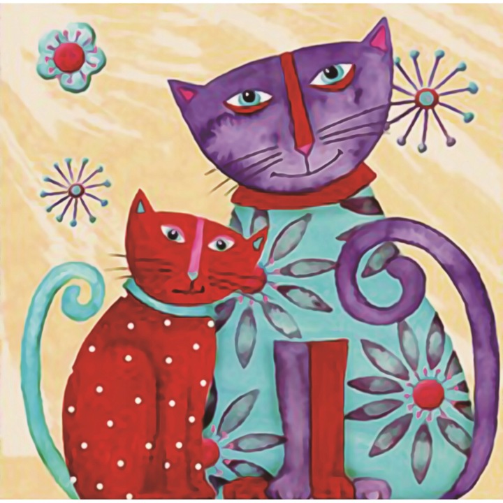 Set de Artizanat Norimpex, Mozaic cu Diamante, Mandala 2 Pisici, 30x40cm