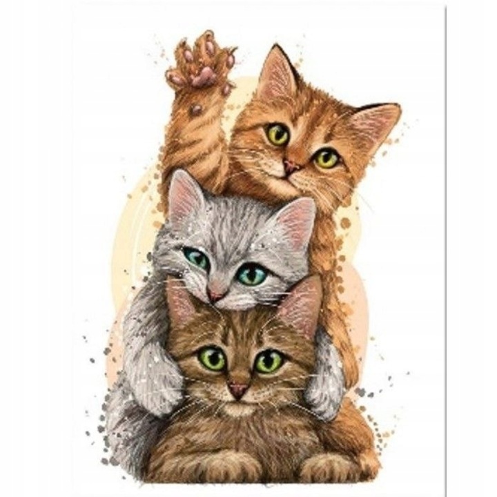 Set de Artizanat Norimpex, Mozaic cu Diamante, Trei Pisicute, 30x40cm