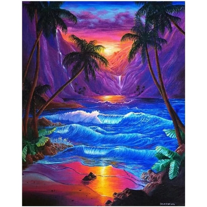 Set de artizanat Norimpex, Mozaica cu diamante, Tropic Sunset, 30x40cm