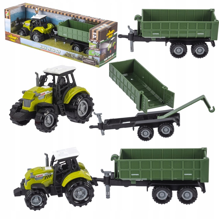 Set Tractor cu Remorca pe Ridicator, Norimpex, pentru copii, 3 ani+