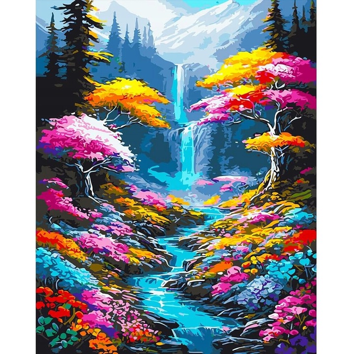 Set de Artizanat Norimpex, Mozaica cu Diamante, Peisaj Padure cu Cascada si Rau, 30x40cm