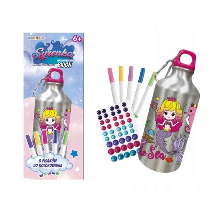 Set creativ pentru copii Norimpex, bidon metalic de decorat, accesorii incluse, 500ml