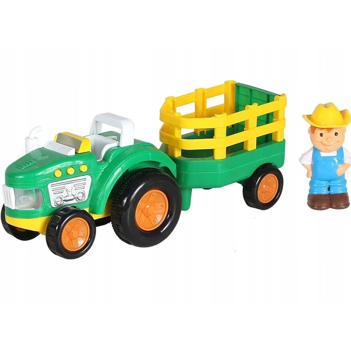 Set tractor de jucarie si figurina, Norimpex, Plastic, Efecte lumini si sunete, 3+, Multicolor