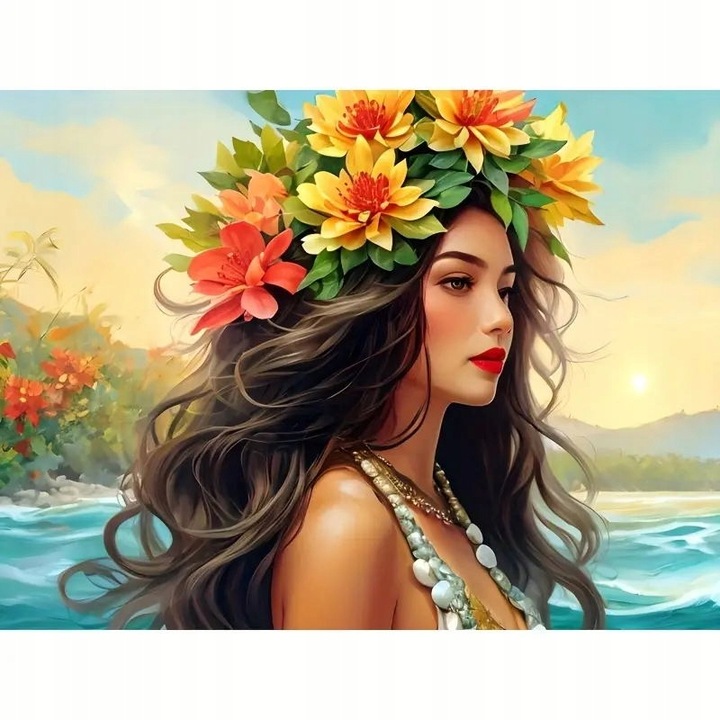 Set de Artizanat Norimpex, Mozaica cu Diamante, Femeie cu Flori, 30x40cm