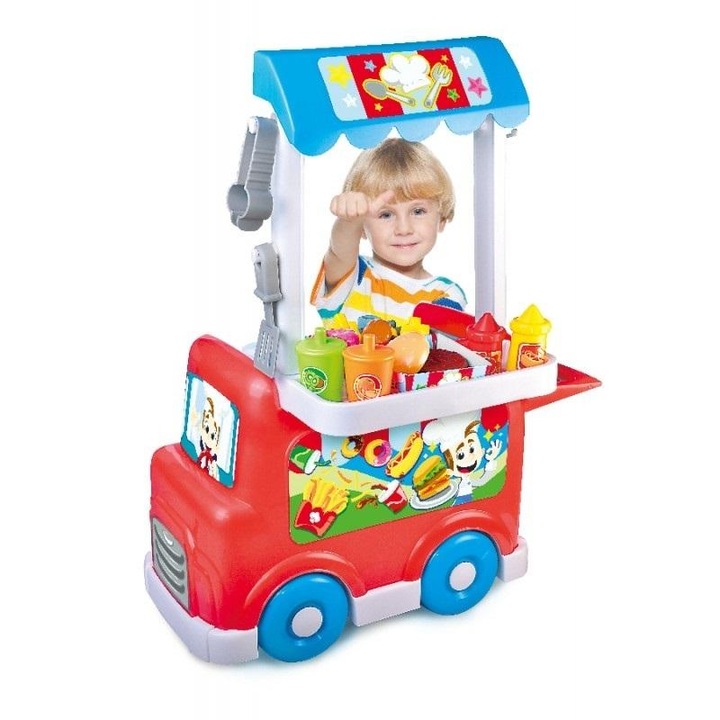 Hamburger kocsi, Dumel, interaktív játék gyerekeknek, Műanyag, Többszínű