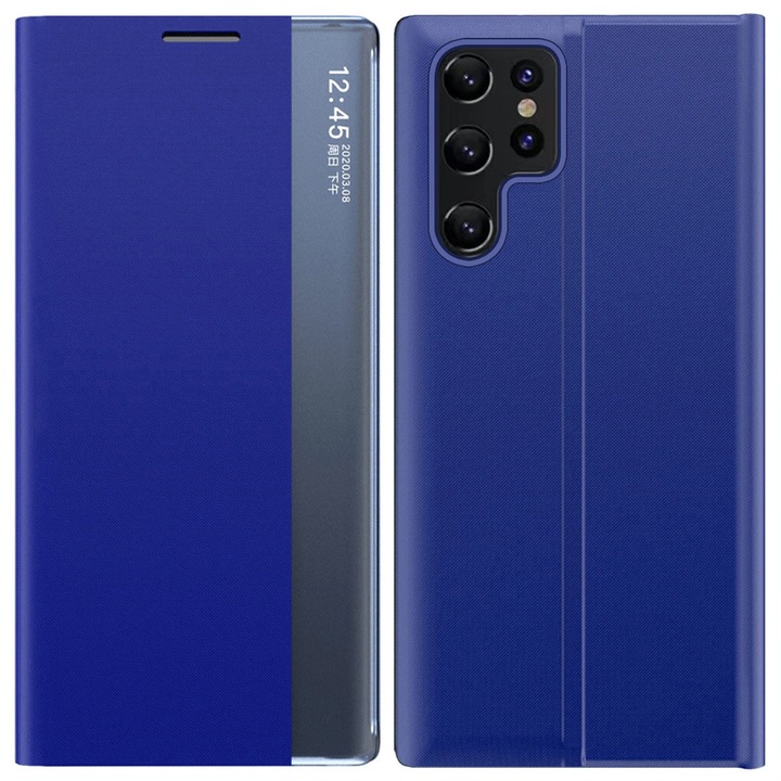 Husa telefon Hurtel New Sleep View Case, suport integrat, albastru, Samsung S24 Ultra