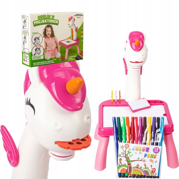 Set de desen Norimpex cu proiector si masuta, 3 discuri cu modele, 12 markere, multicolor