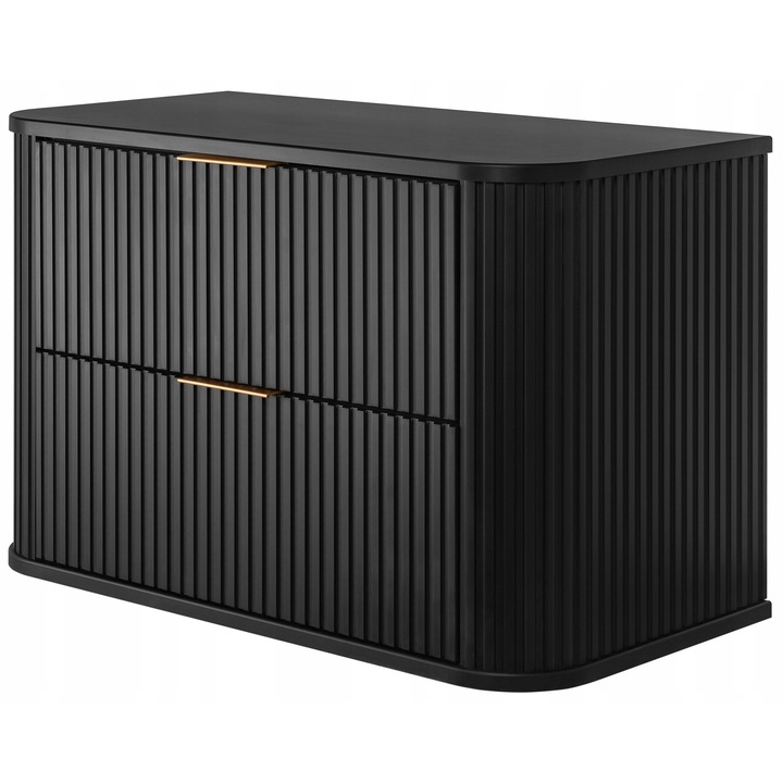 FURNIDEA GLAMOUR Шкаф за баня, 2 чекмеджета с плавно затваряне, МДФ, Черен мат, 80,4x51,7x41,5 см