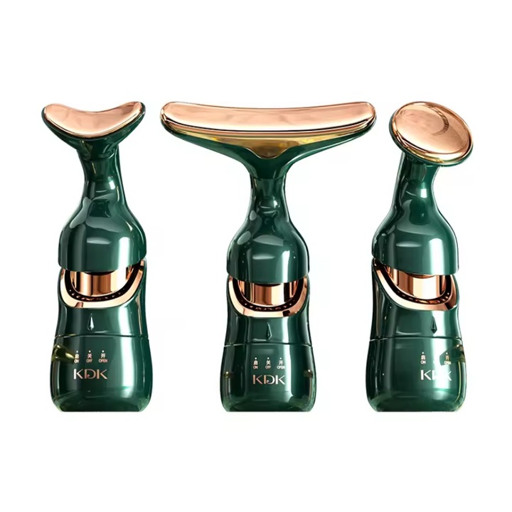 Мултифункционален уред за премахване на мимически бръчки и грижа за зоната на шията, хидратиране и грижа за кожата, ефект против стареене, включена батерия, зелен цвят