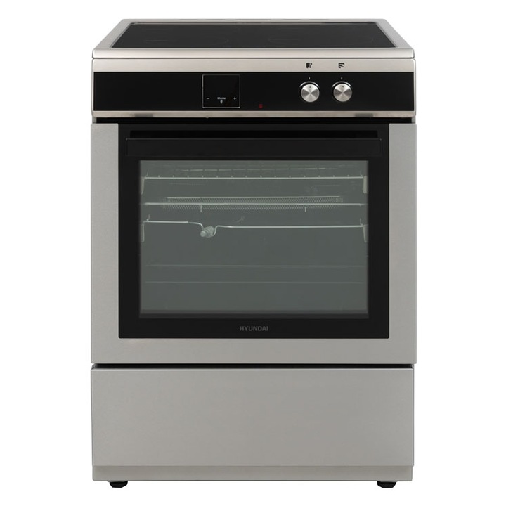 Печка Hyundai HCIN23-7261I/XT, електрическа, индукционна, 60 cm, 69L, Airfry, Rotissor, Push-hide buttons, Stainless steel/Black