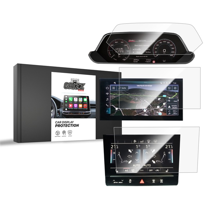 Folie ceramica Grizz Glass, protectie ecran, transparenta, sensibilitate tactila, pentru Audi e-tron (2019-2022), set