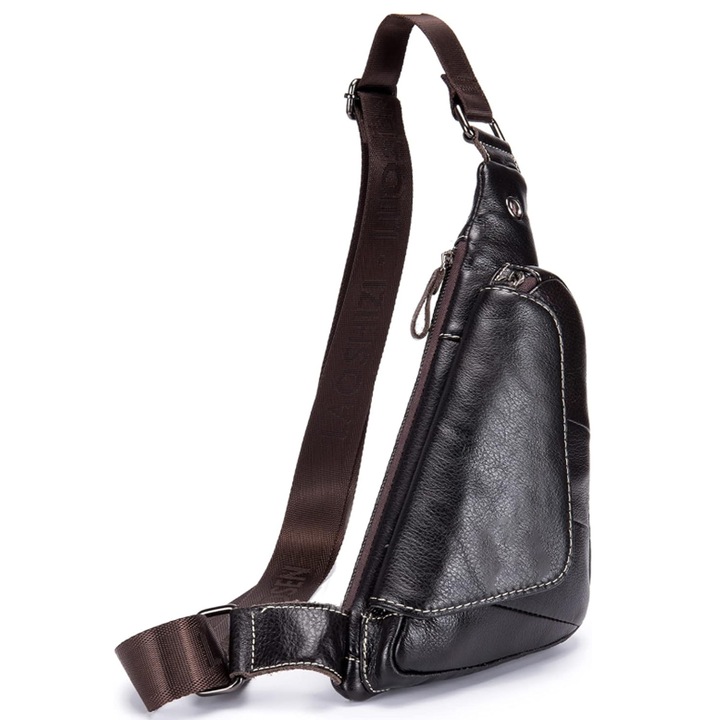 Bőr táska férfiaknak, nőknek, alkalmi hátizsák, kis válltáska, mellkasra, vintage, retro, barna