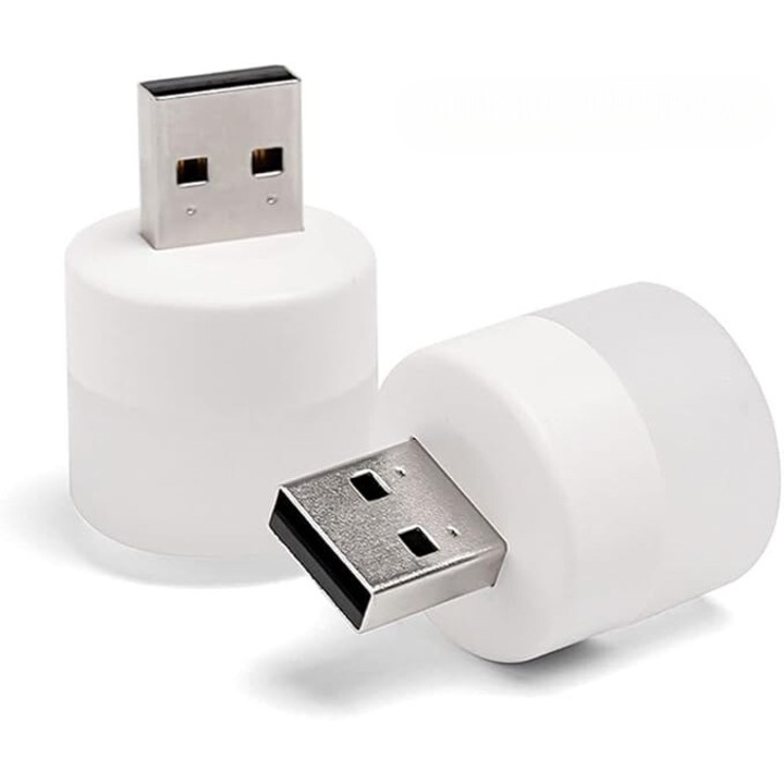 Veioza LED, lumina rece/alba, 3.5x2.5x2.5cm, ABS, USB