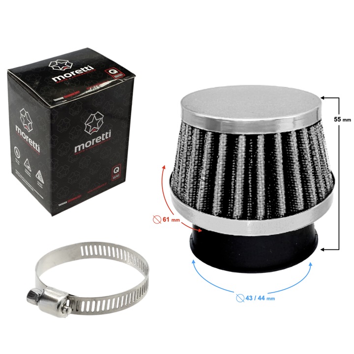 Filtru de aer conic Moretti, pentru Pocket Bike, 43/44mm
