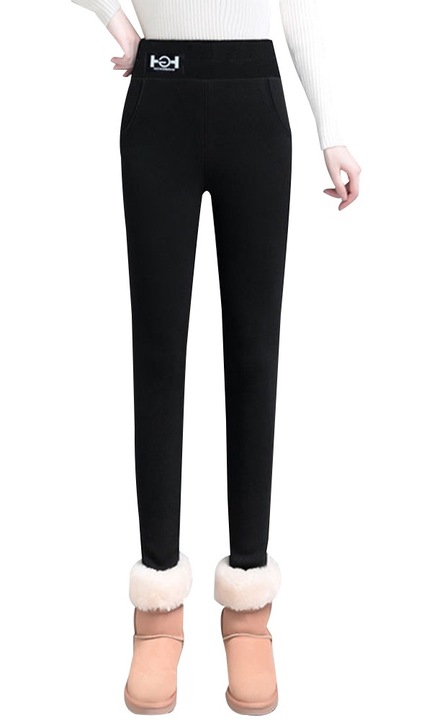 Pantaloni termici din casmir gros, AMRINUGL, Bumbac, Negru