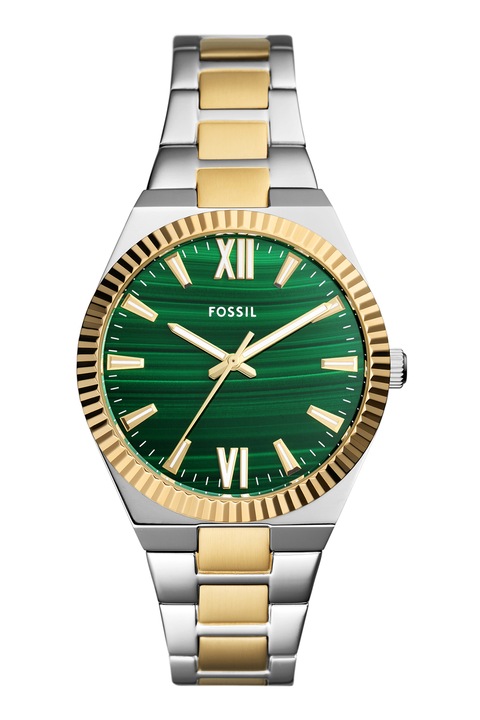 Fossil, Ceas de otel inoxidabil in doua nuante Scarlette, Argintiu, Auriu