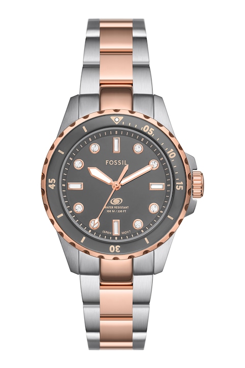 Fossil, Blue Dive rozsdamentes acél karóra kristályokkal, Rózsaarany, Ezüstszín