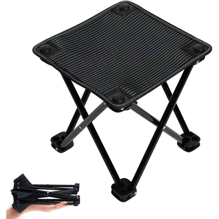 Scaun de camping pliabil AMRINUGL, usor, confortabil, cadru din otel, suporta 100kg, cu geanta de transport