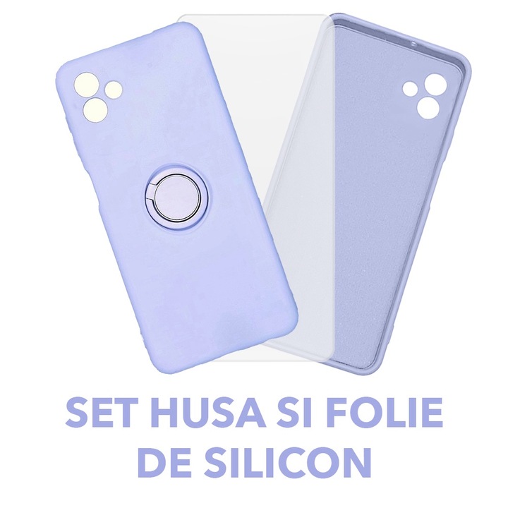 Защитен комплект за Xiaomi Redmi Note 12 5G, цветен пръстен и капак от фолио, устойчив силикон, микрофибър, против надраскване, против удар, 360 метален пръстен, защита на камерата, повдигнати ръбове, лилав