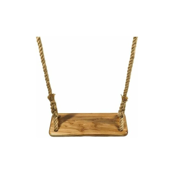 Люлка с регулируемо въже от юта BGHYHYHI, дърво, 40x16x2,3 см, максимален капацитет 150 кг, пълни аксесоари