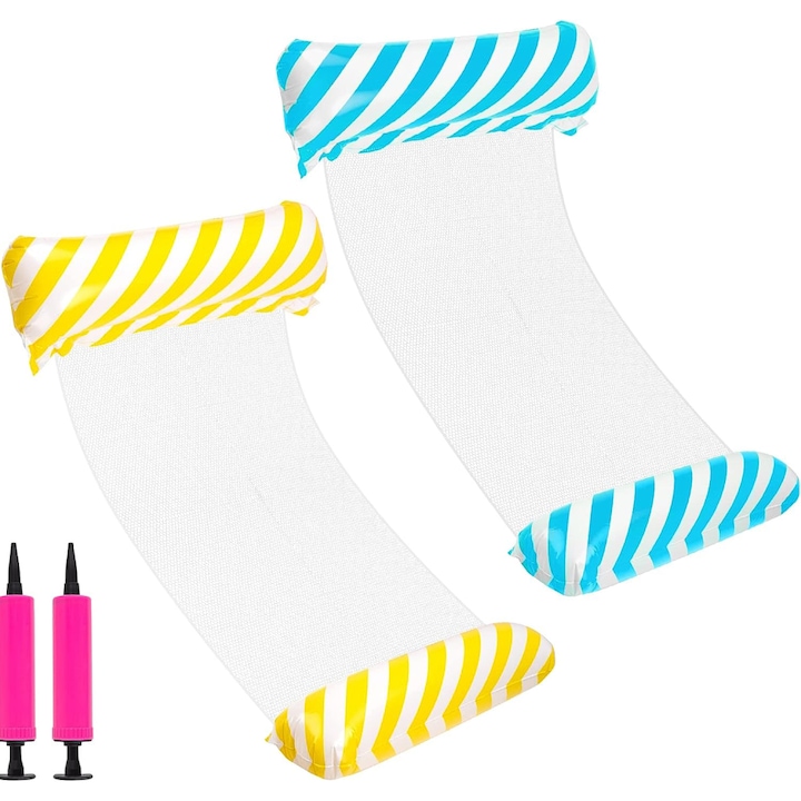 Set de 2 hamace de apa, Cozevdnt, albastru/galben, 4 in 1