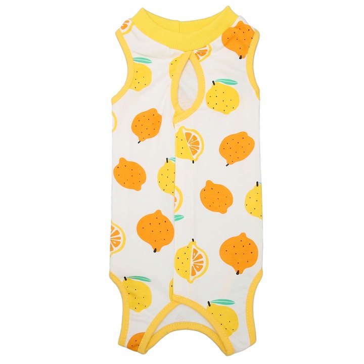 Műtét utáni ruha macskáknak, longziming, pamut, hatékony védelem, sárga, M