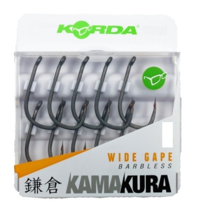 10 db-os horgászhorog készlet, Korda, Kamakura Wide Gape Micro Barbed, 6-os méret