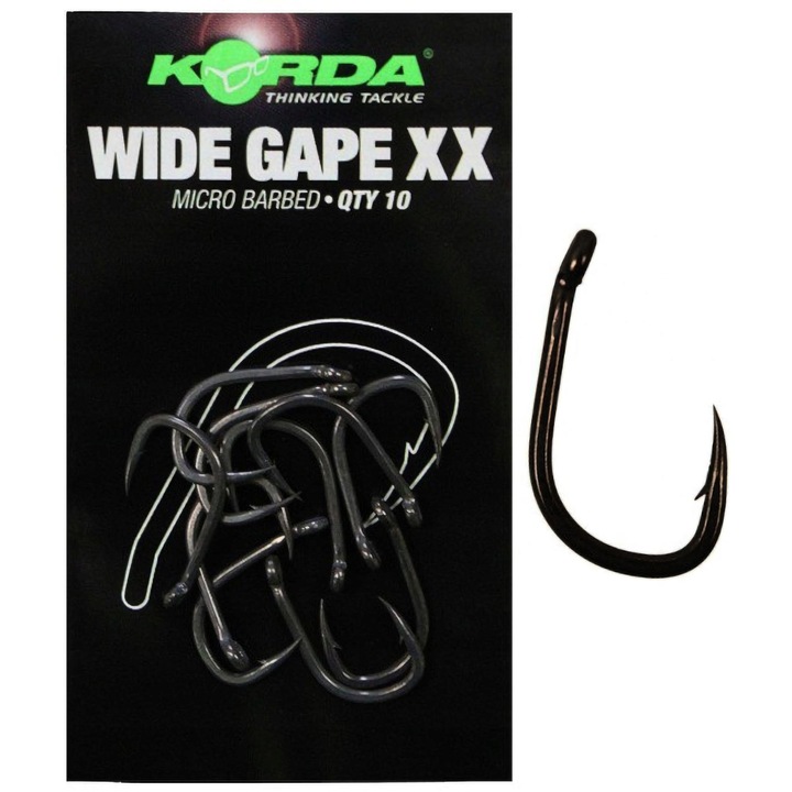 10 db-os horgászhorog készlet, Korda, Wide Gape XX Micro Barbed, 1-es méret