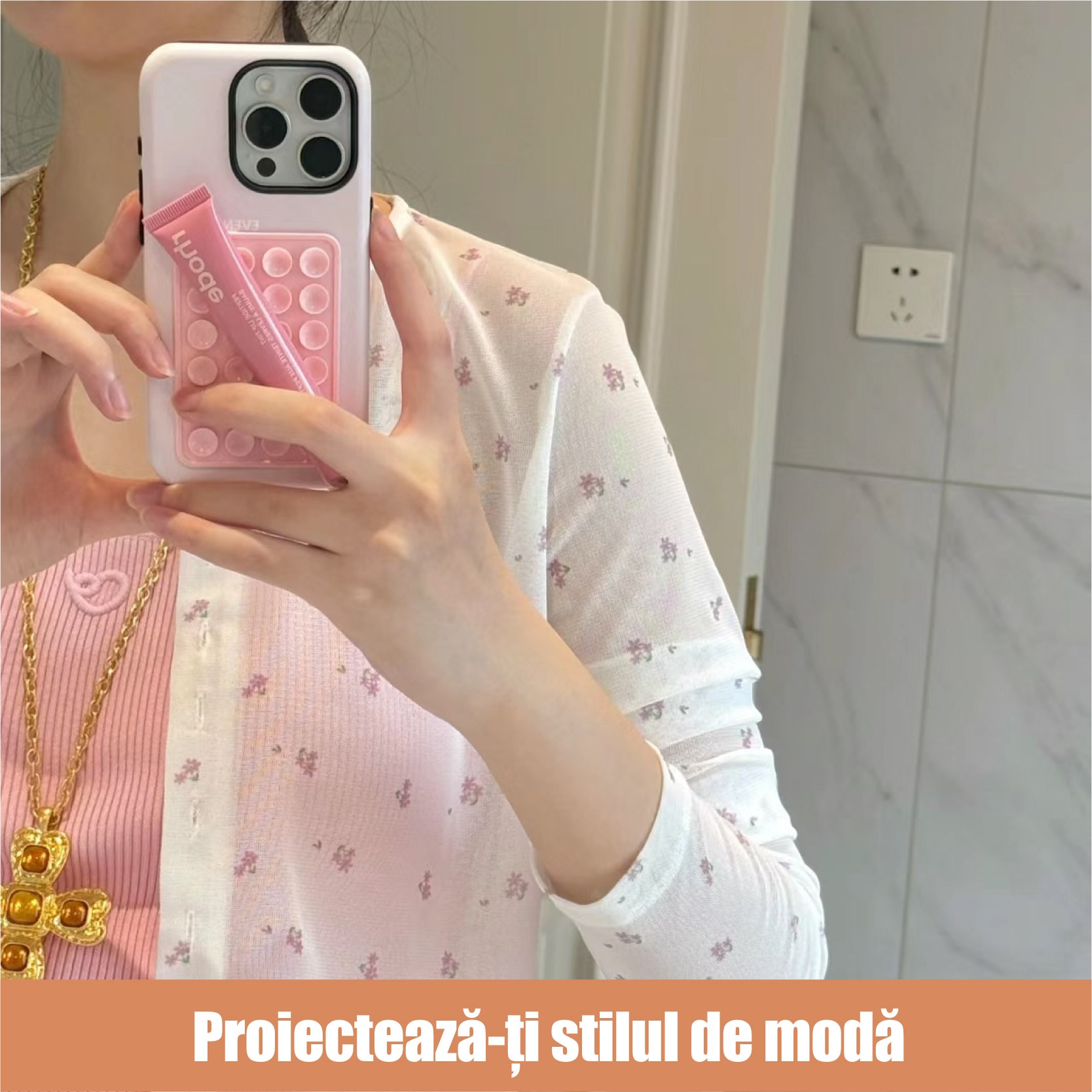 Husa pentru telefon FanFox™, Iphone 15, Cu Ventuza Din Silicon, Roz