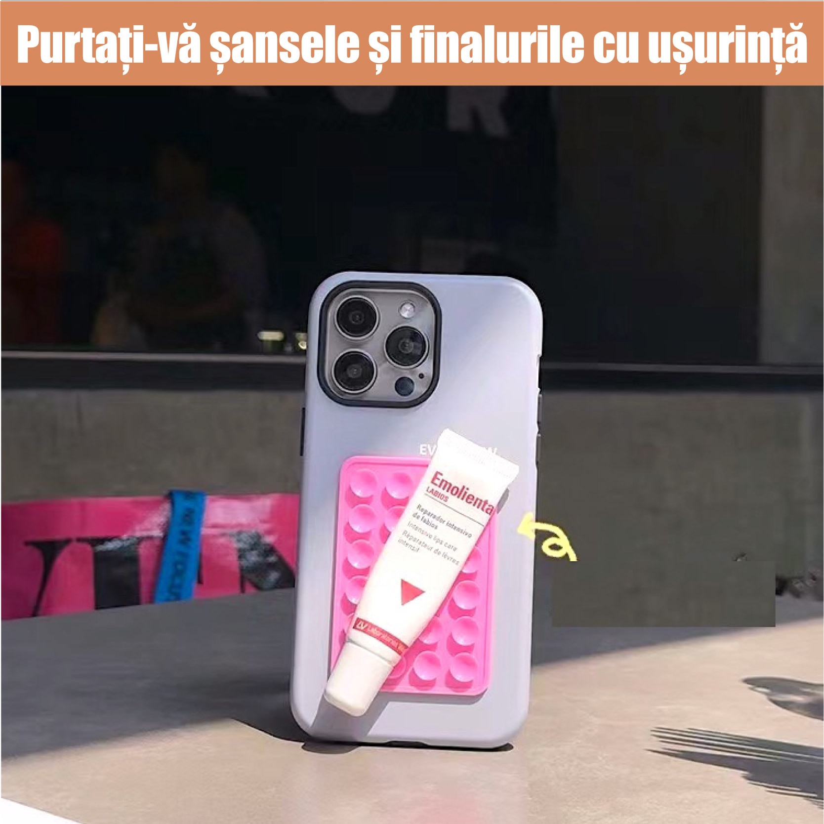 Husa pentru telefon FanFox™, Iphone 15, Cu Ventuza Din Silicon, Roz